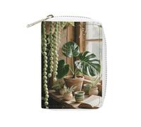 Rrtsmsgh Slim Credit Card Holder for Men & Women - 20 Card Slots & 2 Coin Pockets, Sage Green Boho Cards Case PU Leather Wallet with Zipper for Travel