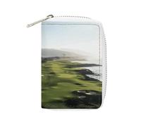 Rrtsmsgh Slim Credit Card Holder for Men & Women - 20 Card Slots & 2 Coin Pockets, Seaside Golf Course Cards Case PU Leather Wallet with Zipper for Travel