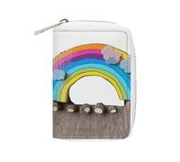 Rrtsmsgh Slim Credit Card Holder for Men & Women - 20 Card Slots & 2 Coin Pockets, Small Rainbow Cards Case PU Leather Wallet with Zipper for Travel