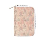 Rrtsmsgh Slim Credit Card Holder for Men & Women - 20 Card Slots & 2 Coin Pockets, Soft Colors Eiffel Tower France Cards Case PU Leather Wallet with Zipper for Travel