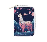 Rrtsmsgh Slim Credit Card Holder for Men & Women - 20 Card Slots & 2 Coin Pockets, Starry Night Alpaca Cards Case PU Leather Wallet with Zipper for Travel