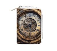 Rrtsmsgh Slim Credit Card Holder for Men & Women - 20 Card Slots & 2 Coin Pockets, Steampunk Clock Cards Case PU Leather Wallet with Zipper for Travel