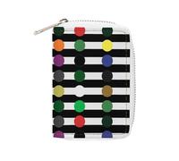 Rrtsmsgh Slim Credit Card Holder for Men & Women - 20 Card Slots & 2 Coin Pockets, Stripe Black And White Cards Case PU Leather Wallet with Zipper for Travel
