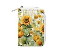 Rrtsmsgh Slim Credit Card Holder for Men & Women - 20 Card Slots & 2 Coin Pockets, Sunflower And Corn Cards Case PU Leather Wallet with Zipper for Travel