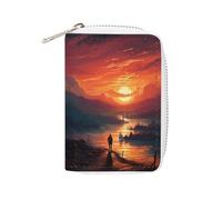 Rrtsmsgh Slim Credit Card Holder for Men & Women - 20 Card Slots & 2 Coin Pockets, Sunset Art Cards Case PU Leather Wallet with Zipper for Travel