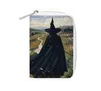 Rrtsmsgh Slim Credit Card Holder for Men & Women - 20 Card Slots & 2 Coin Pockets, The Witch of Darkness Cards Case PU Leather Wallet with Zipper for Travel