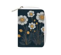 Rrtsmsgh Slim Credit Card Holder for Men & Women - 20 Card Slots & 2 Coin Pockets, Three White Flowers Cards Case PU Leather Wallet with Zipper for Travel
