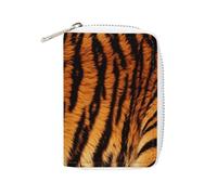 Rrtsmsgh Slim Credit Card Holder for Men & Women - 20 Card Slots & 2 Coin Pockets, Tiger Striped Pattern Cards Case PU Leather Wallet with Zipper for Travel