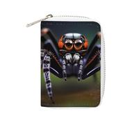 Rrtsmsgh Slim Credit Card Holder for Men & Women - 20 Card Slots & 2 Coin Pockets, Tropical Rainforest Spiders Cards Case PU Leather Wallet with Zipper for Travel