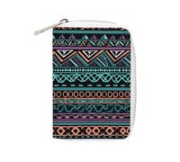 Rrtsmsgh Slim Credit Card Holder for Men & Women - 20 Card Slots & 2 Coin Pockets, Unique Aztec Pattern Cards Case PU Leather Wallet with Zipper for Travel
