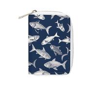 Rrtsmsgh Slim Credit Card Holder for Men & Women - 20 Card Slots & 2 Coin Pockets, Various Sea Fish Pattern Cards Case PU Leather Wallet with Zipper for Travel