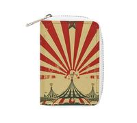 Rrtsmsgh Slim Credit Card Holder for Men & Women - 20 Card Slots & 2 Coin Pockets, Vintage Circus Background Cards Case PU Leather Wallet with Zipper for Travel