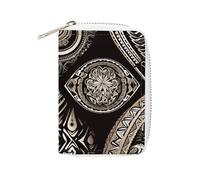 Rrtsmsgh Slim Credit Card Holder for Men & Women - 20 Card Slots & 2 Coin Pockets, Western Pacific Traditional Cards Case PU Leather Wallet with Zipper for Travel