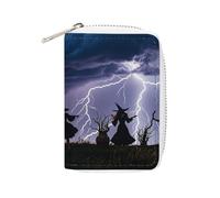 Rrtsmsgh Slim Credit Card Holder for Men & Women - 20 Card Slots & 2 Coin Pockets, Witch Prayed Cards Case PU Leather Wallet with Zipper for Travel