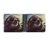 Rrtsmsgh Sloth with Sunglasses Wallet for Men & Women Ultra Slim PU Leather Bifold Wallet, Credit Card Holder for Travel