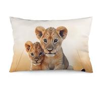 Rrtsmsgh Small Lion Pillow Cover, Rectangle Throw Pillowcase with Hidden Zipper, Soft Plush Pillow Case for Sofa Bed, Living Room Decor, 12 "x20