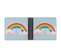 Rrtsmsgh Small Rainbow Wallet for Men & Women Ultra Slim PU Leather Bifold Wallet, Credit Card Holder for Travel