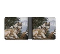 Rrtsmsgh Snow Mountain Wild Wolf Wallet for Men & Women Ultra Slim PU Leather Bifold Wallet, Credit Card Holder for Travel