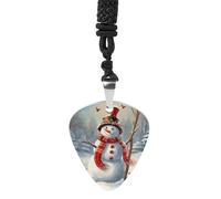 Rrtsmsgh Snowman Christmas Guitar Pick Necklace for Men & Women, Titanium Steel Guitar Plectrum Pendant, Music Lover Gift for Guitarists, Musicians, Rock Fans