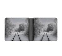 Rrtsmsgh Snowy Train Tracks Wallet for Men & Women Ultra Slim PU Leather Bifold Wallet, Credit Card Holder for Travel