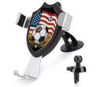 Rrtsmsgh Soccer USA Flag Car Phone Holder, Universal Adjustable Auto Phone Holder - Strong Suction Cup, Air Vent Cellphone Stand Car Mount for 4-6 Inch Phones