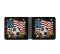 Rrtsmsgh Soccer USA Flag Wallet for Men & Women Ultra Slim PU Leather Bifold Wallet, Credit Card Holder for Travel