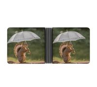 Rrtsmsgh Squirrel Hold A Umbrellas Wallet for Men & Women Ultra Slim PU Leather Bifold Wallet, Credit Card Holder for Travel
