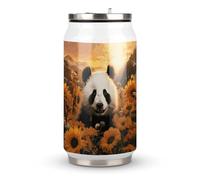 Rrtsmsgh Stainless Steel Tumbler with Straw And Lid, 12oz/17oz Reusable Iced Coffee Cup, Panda And Sunflower Coffee Mug Leak-Proof Insulated Travel Mug for Hot & Cold Drinks, BPA-Free