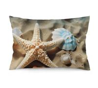 Rrtsmsgh Starfish Coral and Seashell Pillow Cover, Rectangle Throw Pillowcase with Hidden Zipper, Soft Plush Pillow Case for Sofa Bed, Living Room Decor, 12 "x20