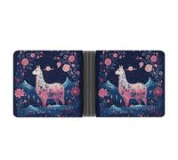 Rrtsmsgh Starry Night Alpaca Wallet for Men & Women Ultra Slim PU Leather Bifold Wallet, Credit Card Holder for Travel