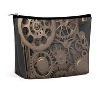 Rrtsmsgh Steampunk Mechanical Gears Makeup Bag for Women Portable Travel Toiletry Pouch, PU Leather Cosmetic Bag with Zipper