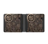 Rrtsmsgh Steampunk Mechanical Gears Wallet for Men & Women Ultra Slim PU Leather Bifold Wallet, Credit Card Holder for Travel