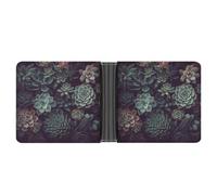 Rrtsmsgh Succulents Wallet for Men & Women Ultra Slim PU Leather Bifold Wallet, Credit Card Holder for Travel