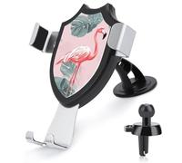 Rrtsmsgh Summer Flamingo Palm Leaves Car Phone Holder, Universal Adjustable Auto Phone Holder - Strong Suction Cup, Air Vent Cellphone Stand Car Mount for 4-6 Inch Phones