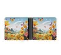 Rrtsmsgh Sun Butterflies Dragonfly Flowers Wallet for Men & Women Ultra Slim PU Leather Bifold Wallet, Credit Card Holder for Travel