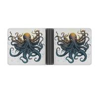 Rrtsmsgh Sun Ocean Octopus Wallet for Men & Women Ultra Slim PU Leather Bifold Wallet, Credit Card Holder for Travel