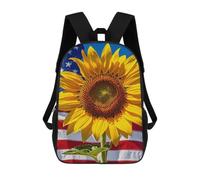 Rrtsmsgh Sunflower And Flag Backpack 17 Inch Heavy Duty Casual Daypack | Adjustable Padded Straps, Durable 600D Polyester, Lightweight Laptop Backpack, Large Capacity Backpack for Work Travel Hiking