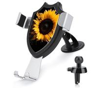 Rrtsmsgh Sunflower on Black Background Car Phone Holder, Universal Adjustable Auto Phone Holder - Strong Suction Cup, Air Vent Cellphone Stand Car Mount for 4-6 Inch Phones