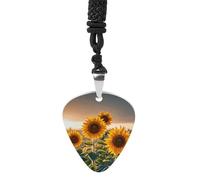 Rrtsmsgh Sunflowers in The Weeds Guitar Pick Necklace for Men & Women, Titanium Steel Guitar Plectrum Pendant, Music Lover Gift for Guitarists, Musicians, Rock Fans