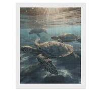 Rrtsmsgh Sunny Sea Turtle Diamond Painting for Adults, Vertical Square 5D Diamond Painting Kit, DIY Full Drill Crafts Kits for Home Wall Decor, 16"x20"