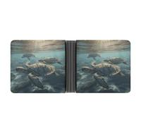 Rrtsmsgh Sunny Sea Turtle Wallet for Men & Women Ultra Slim PU Leather Bifold Wallet, Credit Card Holder for Travel
