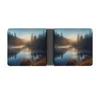 Rrtsmsgh Sunrise over Mountain Forest Lake Wallet for Men & Women Ultra Slim PU Leather Bifold Wallet, Credit Card Holder for Travel