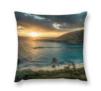 Rrtsmsgh Sunrise Over Oahu Hawaii Pillow Covers, Square Throw Pillow Case with Hidden Zipper, Soft Double-Sided Decorative Pillowcases for Couch Sofa Bedroom Car, 12 "x12