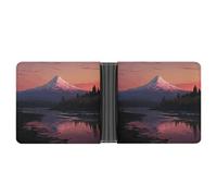 Rrtsmsgh Sunset Landscape Mountains Lake Wallet for Men & Women Ultra Slim PU Leather Bifold Wallet, Credit Card Holder for Travel