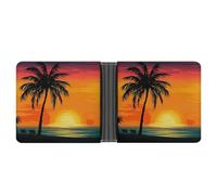 Rrtsmsgh Sunset Palm Tree Wallet for Men & Women Ultra Slim PU Leather Bifold Wallet, Credit Card Holder for Travel
