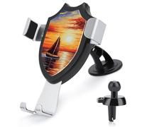 Rrtsmsgh Sunset Sailboat Car Phone Holder, Universal Adjustable Auto Phone Holder - Strong Suction Cup, Air Vent Cellphone Stand Car Mount for 4-6 Inch Phones