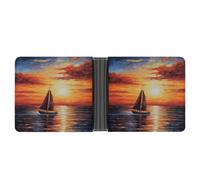 Rrtsmsgh Sunset Sailboat Wallet for Men & Women Ultra Slim PU Leather Bifold Wallet, Credit Card Holder for Travel