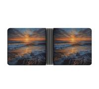 Rrtsmsgh Sunset Seascape Wallet for Men & Women Ultra Slim PU Leather Bifold Wallet, Credit Card Holder for Travel