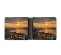 Rrtsmsgh Sunset View Wallet for Men & Women Ultra Slim PU Leather Bifold Wallet, Credit Card Holder for Travel