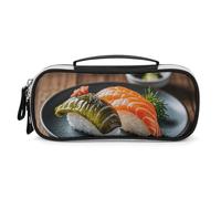 Rrtsmsgh Sushi Dill Pickles Pencil Case Large Capacity, Small PU Leather Makeup Bag with Zipper & Handle, Portable Pencil Pouch for Office, Cosmetic Storage